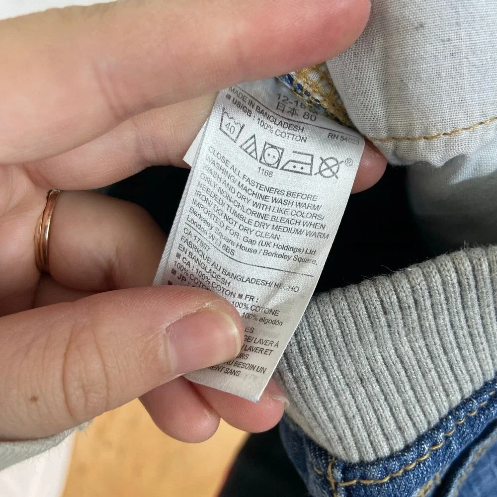 Baby GAP unisex pull on cotton blue denim medium wash jeans pants casual 12-18 m